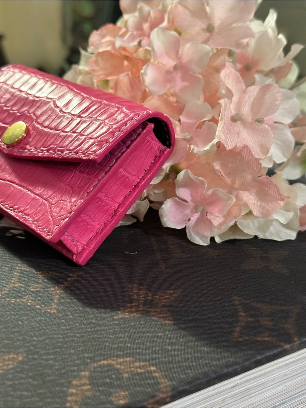 Genuine Pink American Alligator & Leather Card Case/ Playing Card Case - Picture 4 of 9